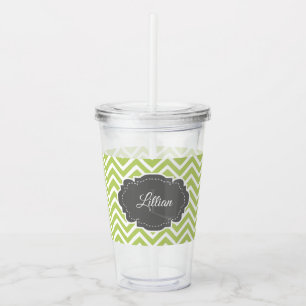 Grün Zickzack Personalisierter Akryltumbler Acryltrinkbecher