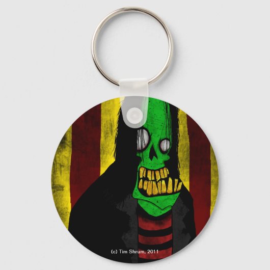 Grün-Zombie-Schlüsselanhänger lächeln Schlüsselanhänger (Vorderseite)