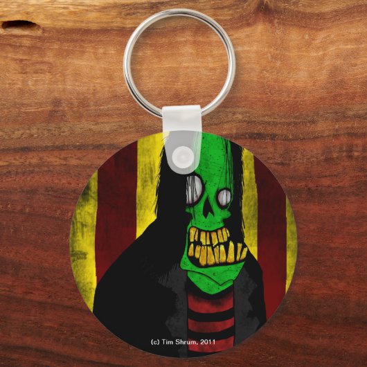 Grün-Zombie-Schlüsselanhänger lächeln Schlüsselanhänger (Vorderseite)