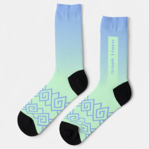 Grün zu Blau, Griechisches Muster, Name Socken