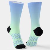 Grün zu Blau, Griechisches Muster, Name Socken (Gewinkelt)