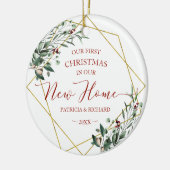 Grün zu unseren ersten Weihnachten in unserer neue Keramik Ornament (Links)