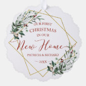 Grün zu unseren ersten Weihnachten in unserer neue Ornament Karte (Rückseite)