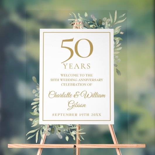 Grün zum 50. Geburtstag der Hochzeit Willkommen Acrylschild (Neutral)