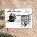 Grünanlagen 2 Foto Magnetische Weihnachtskarte Magnetkarte<br><div class="desc">Erschwingliche, individuell bedruckte Magnetkarten für Urlaubsfotos mit einfachen Vorlagen zur Anpassung. Das Design verfügt über Merry Christmas Text, ein Foto Collage Template mit Platz für 2 Foto und Ihre individuelle Begrüßung, begleitet von einfachen eleganten Aquarellzweigen. Verwenden Sie die Designtools, um Schriftart und Farben zu bearbeiten oder laden Sie mehr Fotos,...</div>