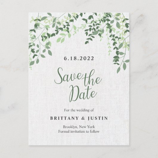 Grünanlagen und Blätter Ankündigungspostkarte (Vorderseite)