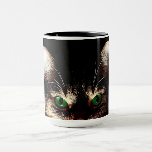 Grünäugige Katze Kaffeetasse (Zentrum)