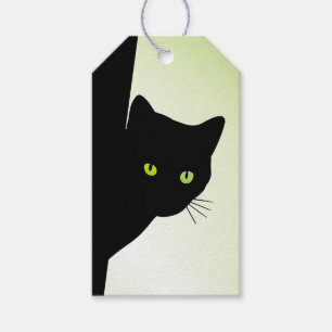 Grünäugige schwarze Katze Geschenkanhänger