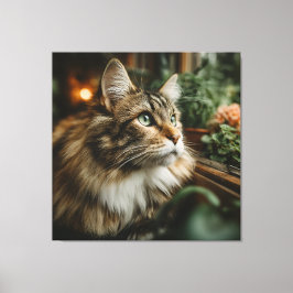 Grünaugiger Fluffiger Tigerkater Leinwanddruck