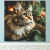 Grünaugiger Fluffiger Tigerkater Leinwanddruck (Insitu (Holzboden))