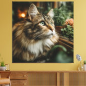 Grünaugiger Fluffiger Tigerkater Leinwanddruck (Insitu (Wohnzimmer))