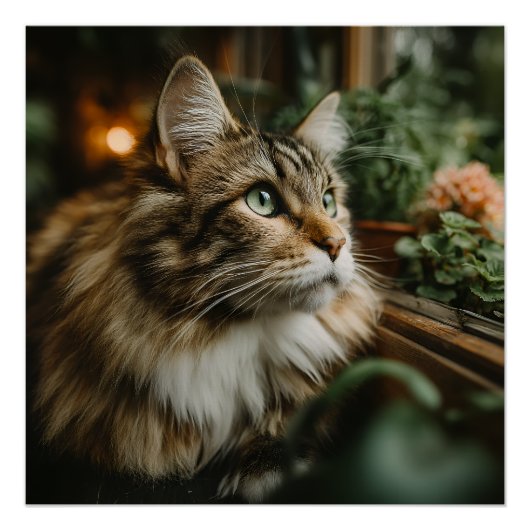 Grünaugiger Fluffiger Tigerkatze Poster (Vorderseite)