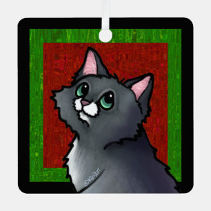Grünäugiger Katzen-Weihnachts-Metall-Schmuck Ornament Aus Metall