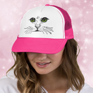 Grünäugiges Katzen-Gesicht mit Schnurrhaaren Truckerkappe