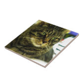 Grünäugiges Tabby-Gesicht Fliese (Seite)