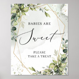 Grünbabys sind goldenes Zeichen, geometrisches boh Poster