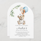 Grünbär Geburtstagsfeier Einladung, erste Teddy Einladung (Vorne/Hinten)