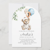Grünbär Geburtstagsfeier Einladung, erste Teddy Einladung (Vorderseite)