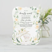 Grünbärengeschlecht - Neutral-Gelbe Babydusche I Einladung (Stehend Vorderseite)