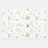 Grünbärenweibchen Neutral Floral Baby Dusche Geschenkpapier Set (Vorderseite)