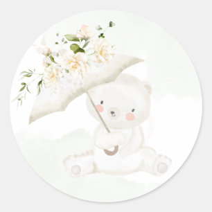 Grünbärenweibchen Neutral Floral Baby Dusche Runder Aufkleber