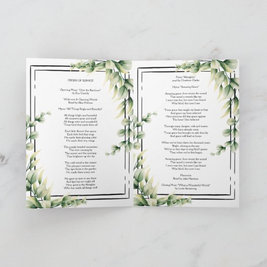 Grünbeerdigung, Dienstorden des geflochtenen Progr Programm (Innenseite)