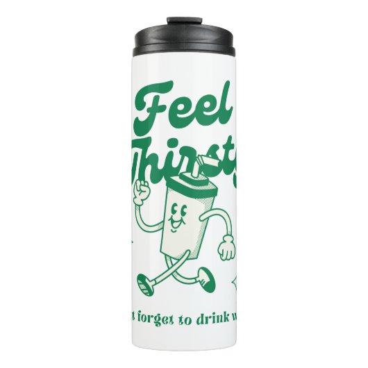 Grünbeige illustrierendes niedliches lustiges Zita Thermosbecher (Vorderseite)