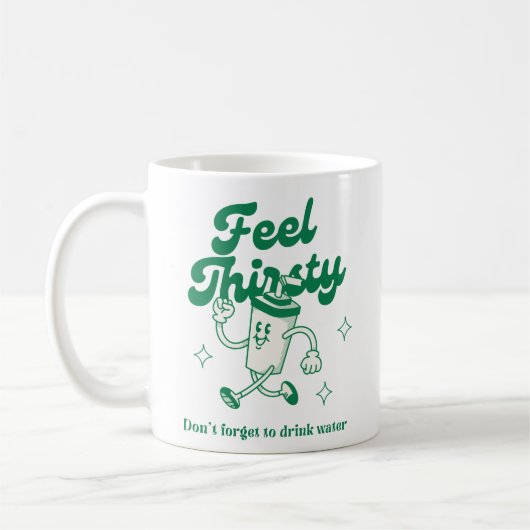 Grünbeige niedliche komische Textzeichnung Kaffeetasse (Links)