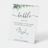 Grünblase absenden Zeichen, Hochzeit, Sockelschild (Vorderseite)