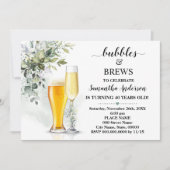 Grünblasen und Bräuner Erwachsene Geburtstag Einladung (Vorderseite)