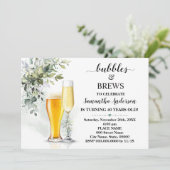 Grünblasen und Bräuner Erwachsene Geburtstag Einladung (Stehend Vorderseite)