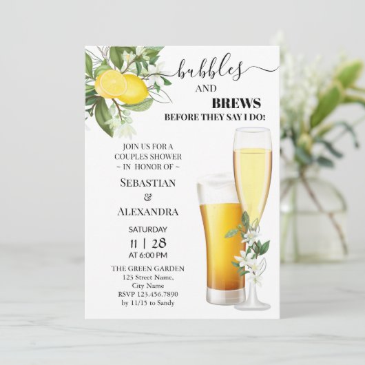 Grünblasen und Brausekupf Dusche Einladung (Stehend Vorderseite)