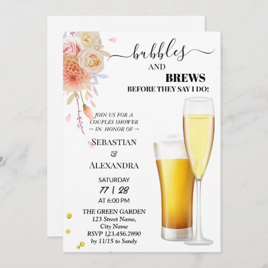 Grünblasen und Brausekupf Dusche Einladung (Vorne/Hinten)