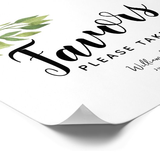 Grünblatt Favoriten Party oder Hochzeitszeichen Poster (Ecke)