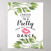 Grünblätterblättern Damen BATHROOM Hochzeitszeiche Poster (Vorne)