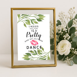 Grünblätterblättern Damen BATHROOM Hochzeitszeiche Poster