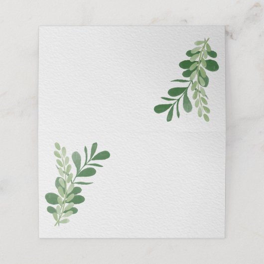 Grünblatthochzeit Platzkarte (Außenseite Aufgefaltet)