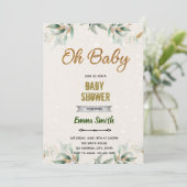 Grünblattmassage Babydusche - Einladung (Stehend Vorderseite)