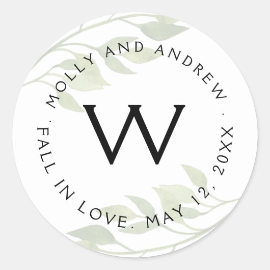 Grünblättriger STICKER Party/Hochzeit (Vorderseite)