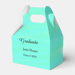 Grünblaue Aquarell-Abschlussfeier Name Jahr  Geschenkschachtel