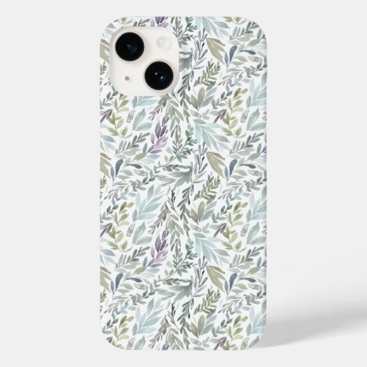 Grünblaue botanische Aquarellmalerei Case-Mate iPhone Hülle (Rückseite)