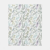 Grünblaue botanische Aquarellmalerei Fleecedecke (Vorderseite)