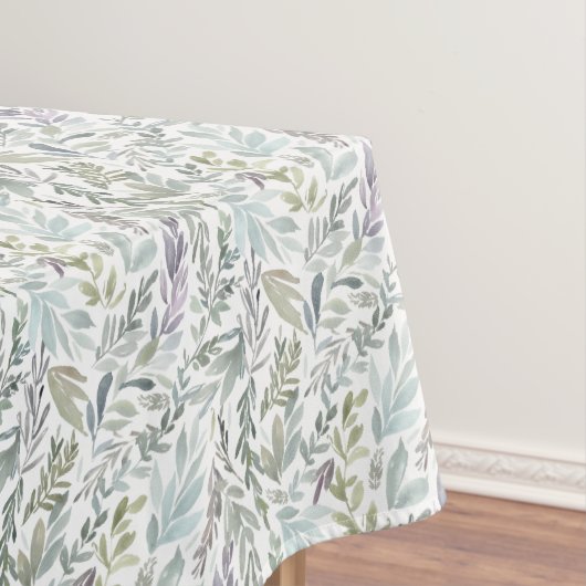 Grünblaue botanische Aquarellmalerei Tischdecke (Beispiel)