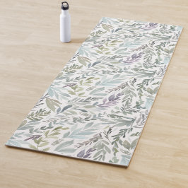 Grünblaue botanische Aquarellmalerei Yogamatte