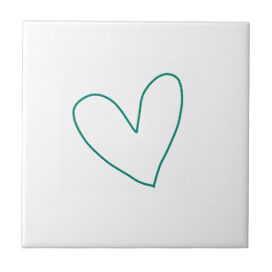 Grünblaue Herzlinienkunst Valentinstag Name Fliese
