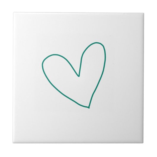 Grünblaue Herzlinienkunst Valentinstag Name  Fliese (Vorderseite)