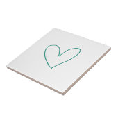 Grünblaue Herzlinienkunst Valentinstag Name  Fliese (Seite)