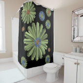 grünblaue, kreisförmige, schwarze Duschvorhang (Beispiel)