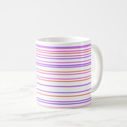 Grünblaue lila Streifen Moderne Muster Kaffeetasse (VorderseiteRechts)