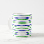 Grünblaue lila Streifen Moderne Muster Kaffeetasse (Vorderseite Links)